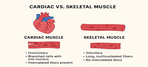 diagram illustrating the difference between cardiac and skeletal muscle<br srcset=